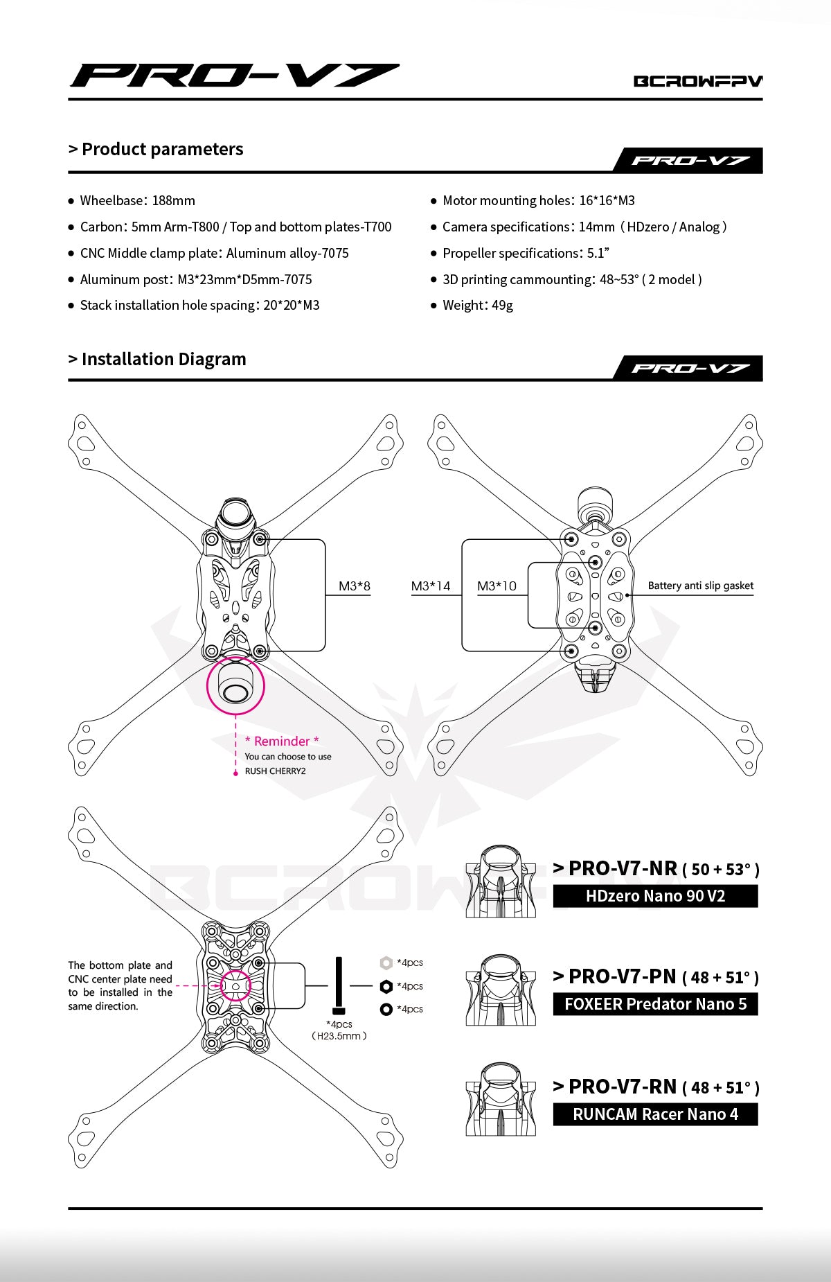 Bcrow Racing Frame V7 Kit New Model